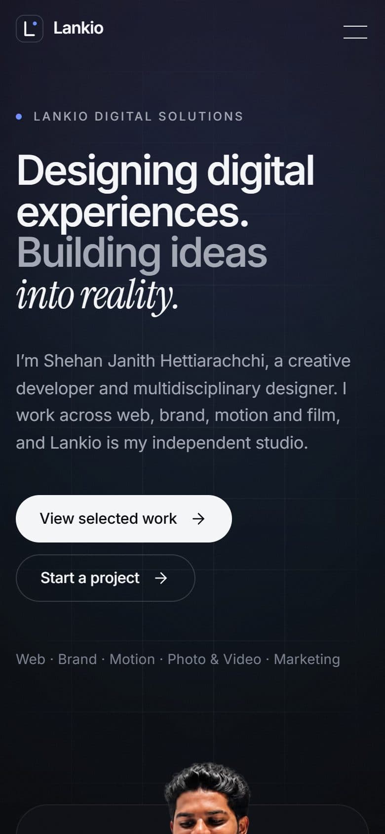 The lankio.it home page on a phone.